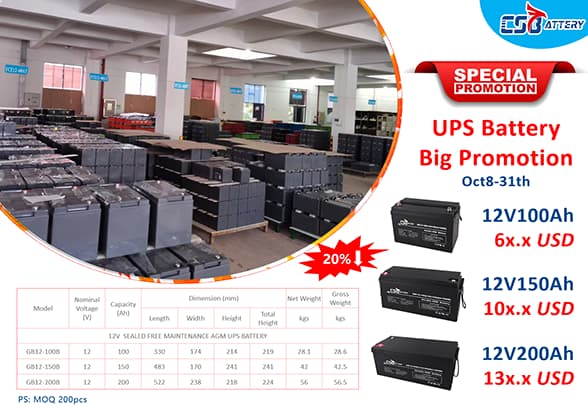 OCT Special Promotion UPS Battery 12V100Ah, 12V150ah, 12V200ah